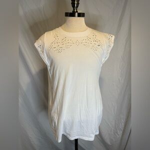 Torrid White Eyelet Short Sleeve Top